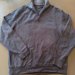 Men's Dark Gray Quarter-Zip Long Sleeve Sweater